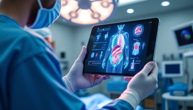 découvrez comment la réalité augmentée sur la tablette tactile d'apple révolutionne la chirurgie en permettant aux chirurgiens de visualiser en détail l'anatomie interne des patients pour des interventions plus précises.